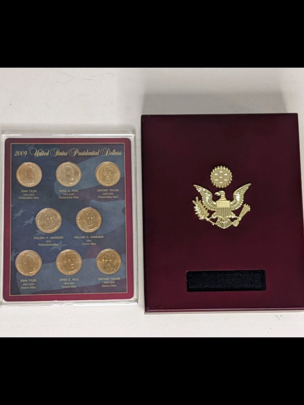 2009 US Presidential Dollar Coin Set of 8 with Finished Box